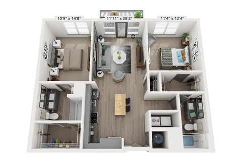2 bedroom 2 bathroom Floor plan G at WOODBURN EXCHANGE, Cincinnati